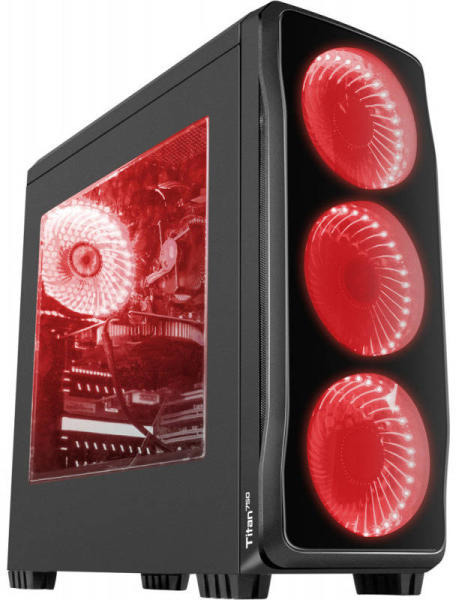 Natec - Szmtgp hz - Natec Genesis TITAN 750 Red LED fekete ablakos Midi-Tower hz, tp nlkl