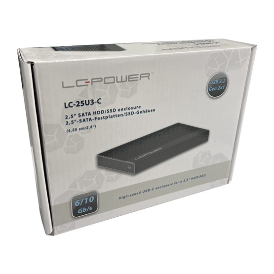 LC Power - Kls trolegysg hz - USB3.2 Type-C HDD/SSD Hz 2,5' Black LC-25U3-C