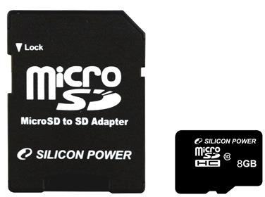 Silicon Power - Fot memriakrtya - Silicon Power 8Gb Class 10 microSDHC memriakrtya + SD adapter