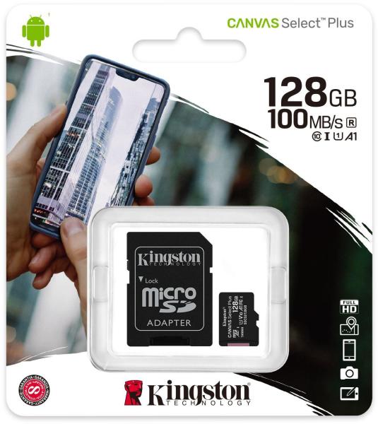 Kingston - Fot memriakrtya - SDmicro 128Gb Kingston SDXC Canvas Select +adapter SDCS2/128GB