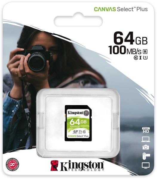 Kingston - Fot memriakrtya - SD 64Gb Kingston SDXC CanvasSelect SDS2/64GB