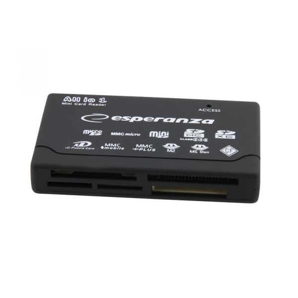 Esperanza - Fot memriakrtya - Esperanza EA119 univerzlis krtyaolvas USB2.0 Tmogats: SDXC/SDHC/SD/MMC/RS-MMC/Mini-SD(adapter)/Micro SD(adapter)/TF(adapter)/XD/MS/MS DUO/MS PRO DUO/M2(adapter)/CF/MD