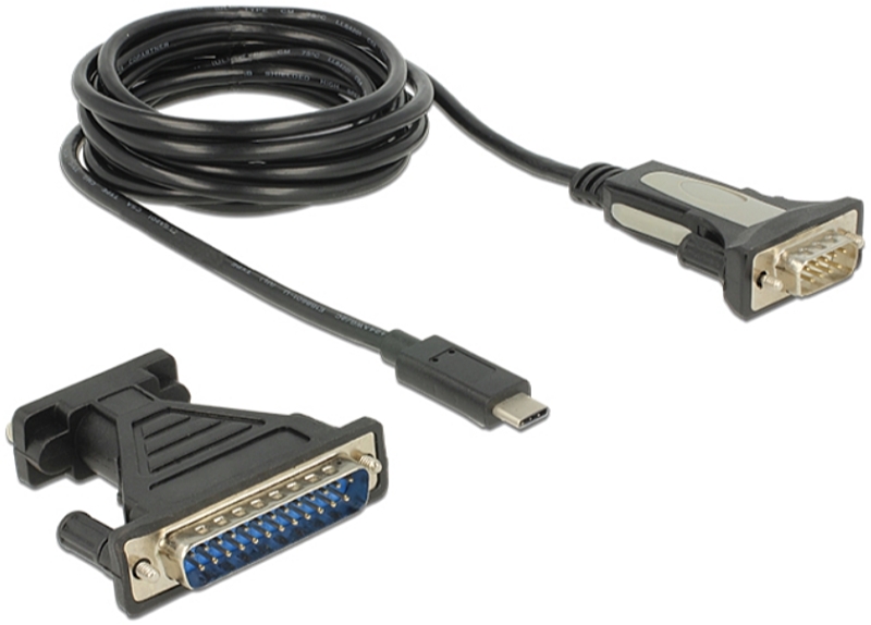 DeLOCK - Kbel Fordit Adapter - Delock 1,8m USB3.1 Type C - Soros DB9 RS-232 + DB25 adapter