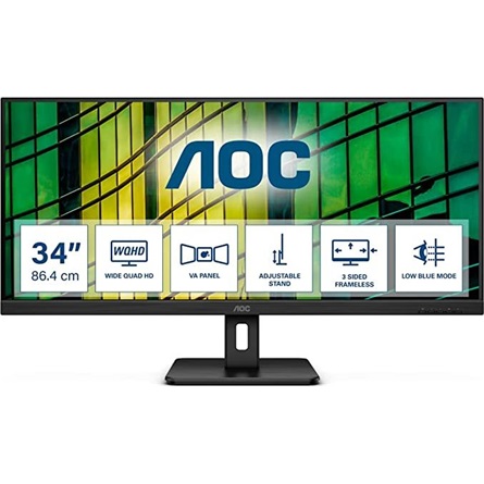 AOC - Monitor LCD TFT - Monitor AOC 34' U34E2M VA 100Hz WQHD 4ms3440x1440 2xHDMI DP