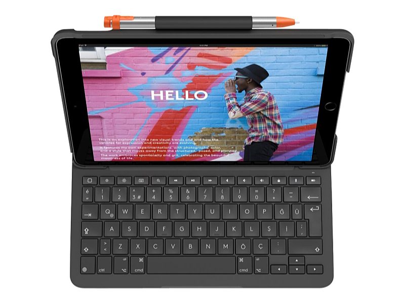 Logitech - Billentyzet - Logitech Slim Folio Keyboard for ipad 7th Graphite (UK) 920-009480 Apple 10.2-inch iPad (7th generation, 8th generation, 9th generation)