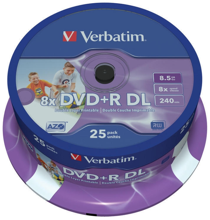 Verbatim - Mdia DVD lemez - Verbatim 8,5Gb 8x Nyomtathat 25db/henge DDVD+RDL