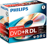 Philips - Mdia DVD lemez - Philips 8,5Gb 8x DVD+RDL, 1 db-os