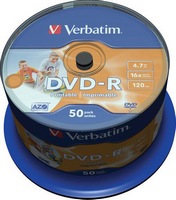 Verbatim - Mdia DVD lemez - Verbatim 4,7GB 16x DVD-R lemez 50db/henger