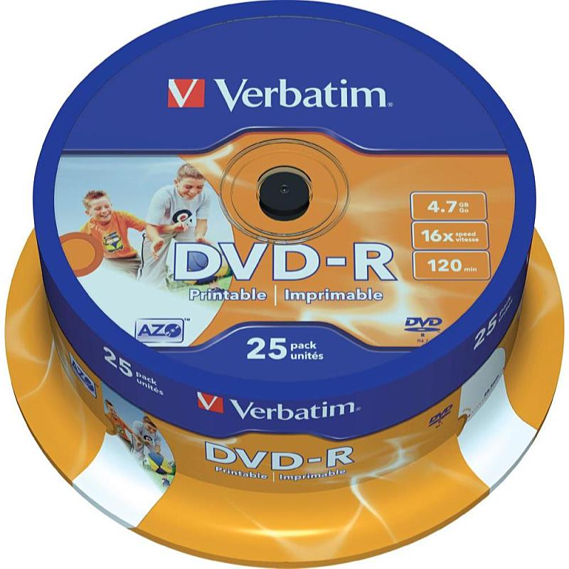 Verbatim - Mdia DVD lemez - Verbatim 4,7Gb 16x Wide nyomtathat DDVD-R 25db/henger