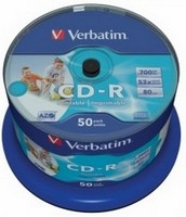 Verbatim - Mdia CD lemez - Verbatim 700 MB/80perc 52x nyomtathat matt CD-R lemez (50db/henger)