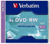 Verbatim - Mdia DVD lemez - Verbatim 4,7Gb 4x DVD+RW normml tokos