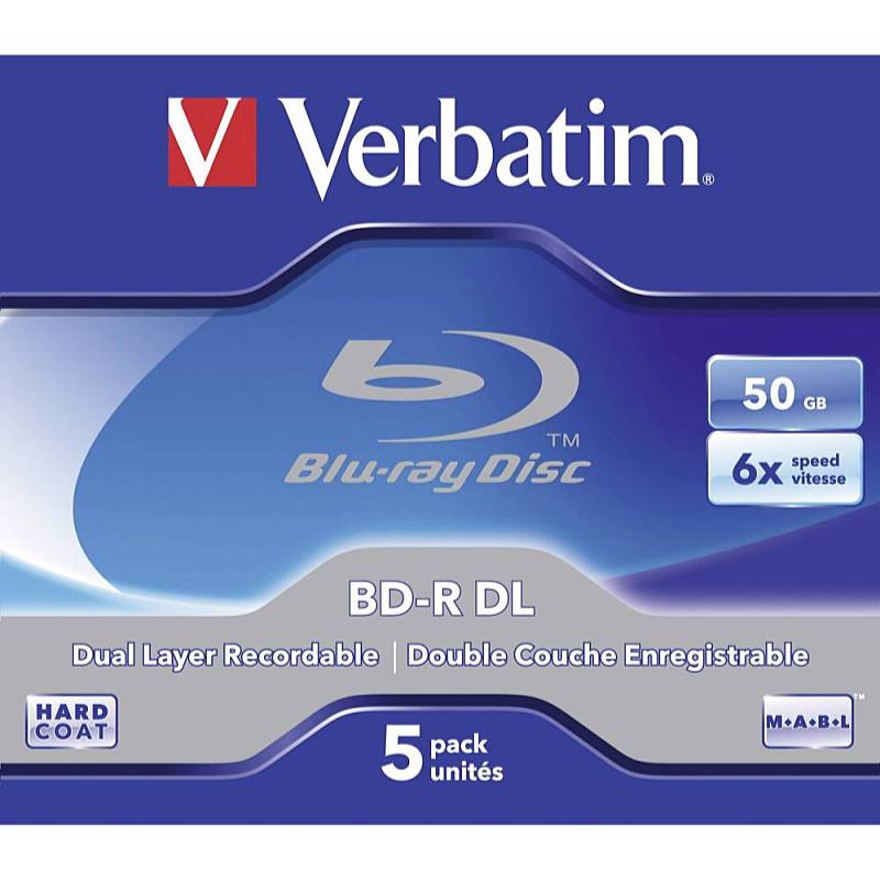 Verbatim - Mdia Blue-Ray lemez - Verbatim 6x Blu-ray 50GB DL BD-R Norml tok, 5db