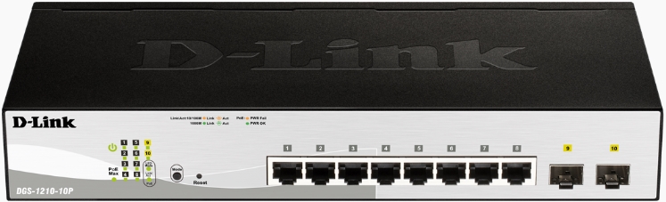 D-Link - Switch, Tzfal - D-Link DGS-1210-10 8xGbe+2xSFP Managed Switch