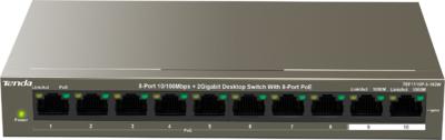 Tenda - Switch, Tzfal - Switch Tenda TEF1110P-8-102W 8port PoE 10/100Mbit 10xport, Fmhz, 8x10/100Mbit, 2xGigabit, PoE portok8, PoE osztlyPoE