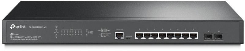 TP-Link - Switch, Tzfal - Switch TPLink TL-SG3210XHP-M2 8x2500Mbps (8xPOE+) + 2x10G SFP+ + 1xkonzol port + 1xUSB, Menedzselhet, TP-LINK TL-SG3210XHP-M2 JetStream 8-Port 2.5GBASE-T and 2-Port 10GE SFP+ L2+ Managed Switch with 8-Port PoE+, 2.5G PoE+ Ports for WiFi 6, 10G Lightning-