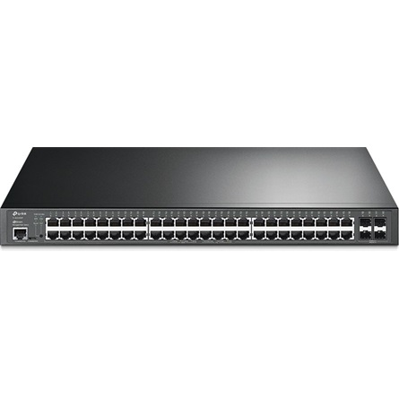 TP-Link - Switch, Tzfal - TP-LINK Switch 48x1000Mbps (48xPOE+) + 4x10Gbps SFP+ + 1konzol port, Menedzselhet, TL-SG3452XP