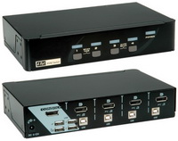 Roline - Monitor eloszt KVM - Roline 4PC USB Display Port+USB HUB KVM Switch
