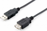 Equip - Kbel - Equip USB2.0-A-A female/male kbel, fekete