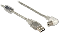 DeLOCK - Kbel - Delock 3m USB2.0 A-B 90 fok kbel, transparent
