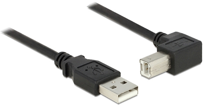 DeLOCK - Kbel - Delock 2m USB 2.0 Typ-A - USB 2.0 Typ-B L alak kbel, fekete