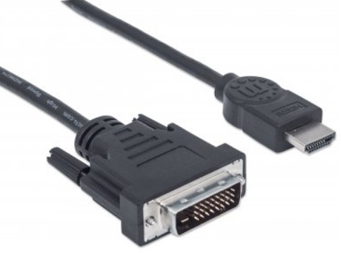 Manhattan - Kbel - Manhattan 1,8m HDMI 19-pin male to DVI-D 24+1 male kbel, fekete