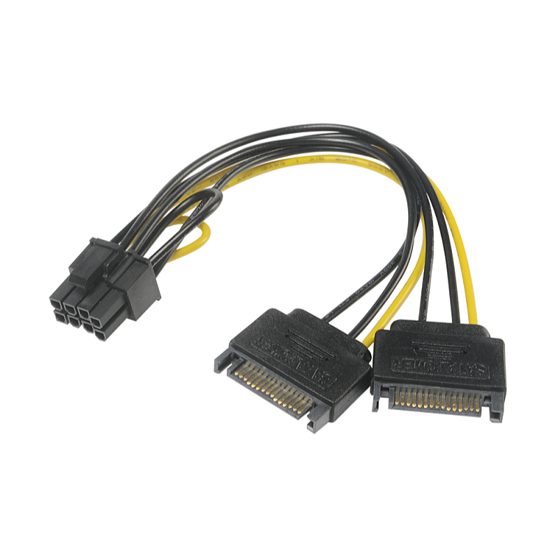 Akasa - Kbel Fordit Adapter - Kbel Tpkbel 2xSATA power to 6+2pin PCIe 15cm Akasa AK-CBPW19-15