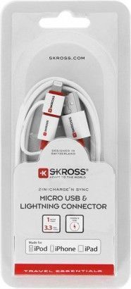 Skross - Kbel - Skross 1m USB2.0 A - Lightning / USB micro B kbel, fehr