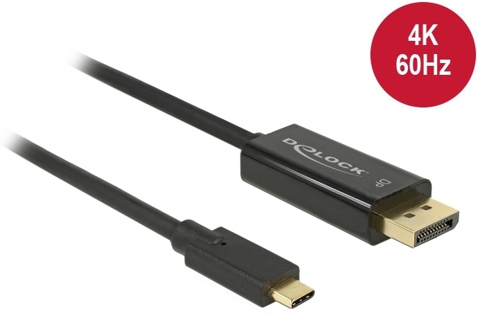 DeLOCK - Kbel - Delock 1m USB Type-C male - DisplayPort male (DP Alt Mode) 4K 60 Hz kbel, fekete