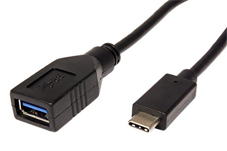 Roline - Kbel Fordit Adapter - Roline 15cm USB3.1 Type C M - USB 3.0 A F OTG kbel, fekete