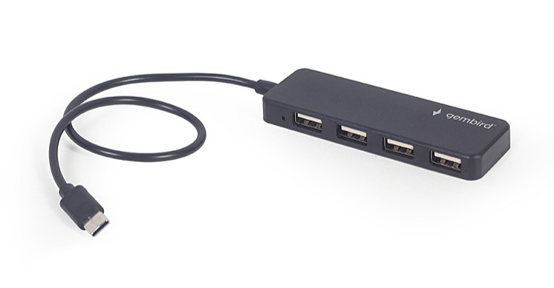 Gembird - USB Adapter Irda BT RS232 - USB HUB4 Port Type-C Gembird UHB-CM-U2P4-01 Black