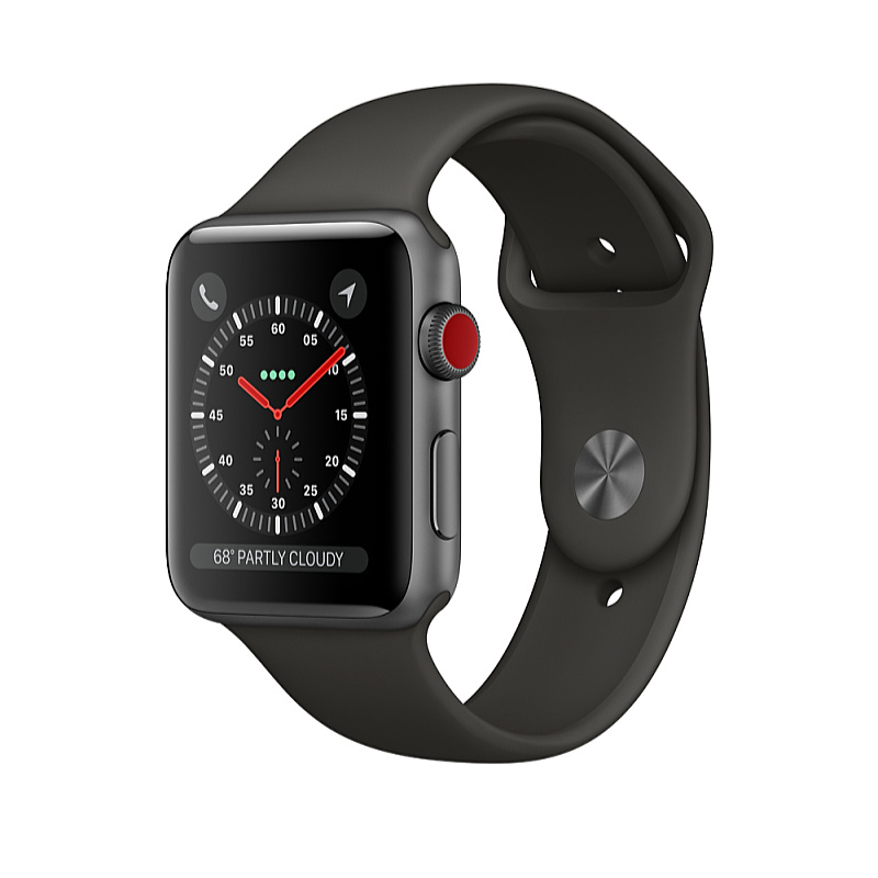 Apple - Mobil Eszkzk - Apple Watch 3 Okosra, asztoszrke alumniumtok, 38mm fekete sportszj