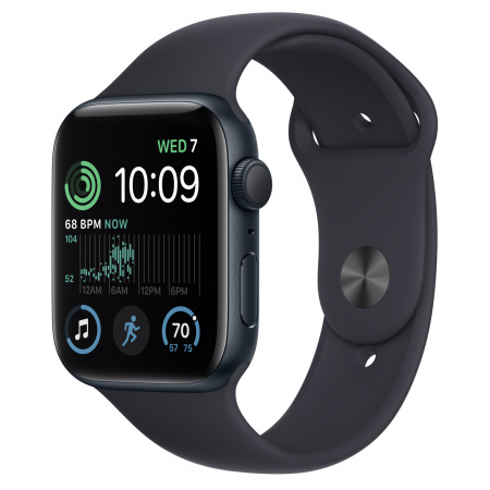 Apple - Mobil Eszkzk - Apple Watch SE2 GPS 44mm Midnight Aluminium Case with Midnight Sport Band - Regular mnk03cm/a