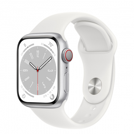 Apple - Mobil Eszkzk - Okosra Apple Watch S8 Cellular 41mm Silver Aluminium Case with White Sport Band - Regular mp4a3cm/a