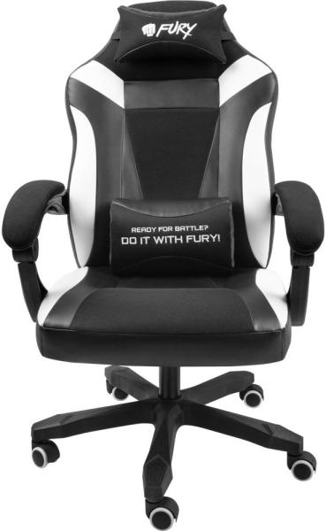 Natec - X Egyb - Szk Natec Fury Avenger M+ Gaming BK NFF-1710 Fury Avenger M+ - Chair - ergonomic - high-back - armrests - ring-shaped - swivel - PU synthetic leather - black, white